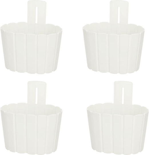 Kotarbau Σετ 4 Γλάστρες Πλαστικές Rustic White Kotarbau Σετ 4 Γλάστρες Πλαστικές Rustic White