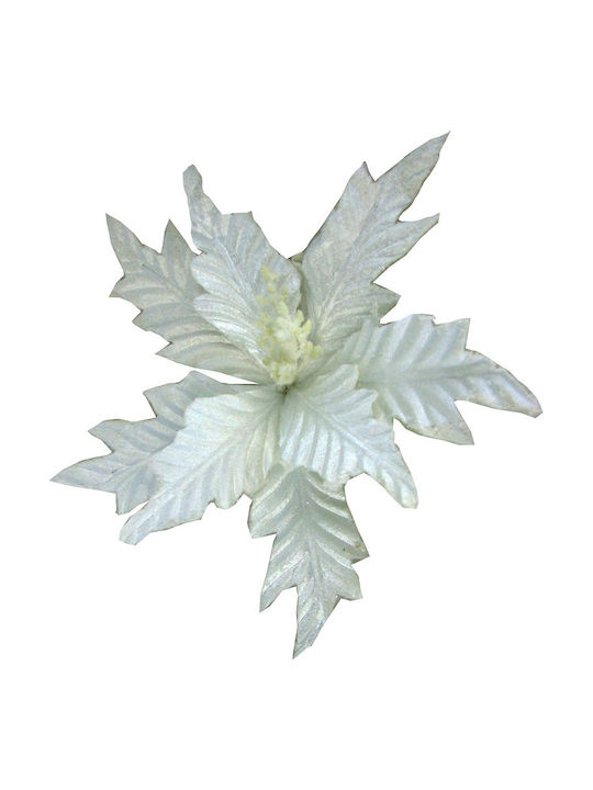 Decoratiune De Craciun Floare Din Tesatura Pentru Brad Alb