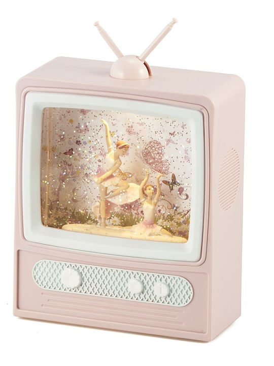 Weihnachtliche Beleuchtete Dekofigur Dorf Rosa Batterie 23x15x8cm