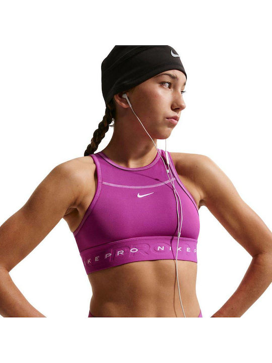 Nike Swoosh Bra Γυναικείο Αθλητικό Μπουστάκι Φούξια