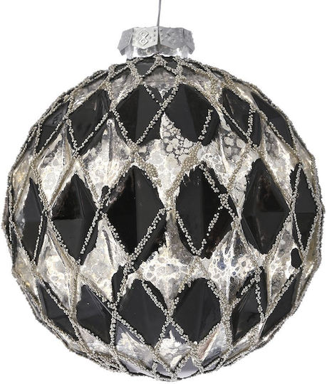 Christmas Ball Black Silver 8cm