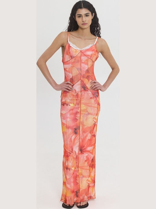 Summer Maxi Slip Dress Orange