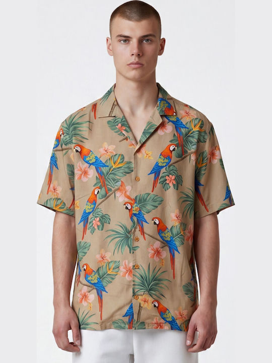 Ben Tailor Kurzärmeliges Herrenhemd Beige