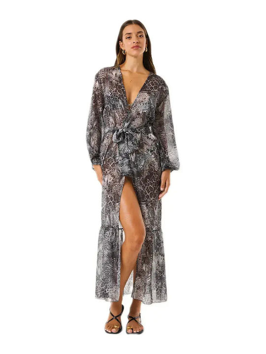 4Giveness Women's Maxi Grey Beach Kimono