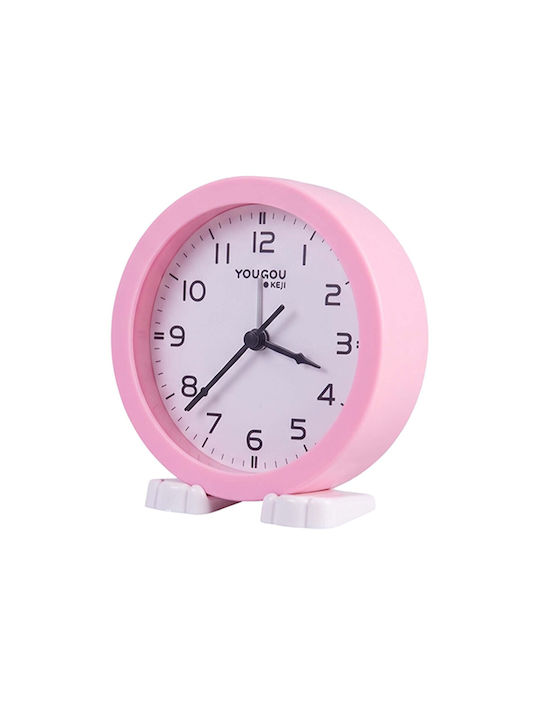 Avizar Small Analog Bedside Alarm Clock Stand Minimalist Design Pink
