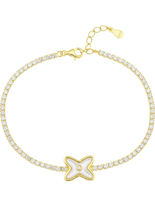Breeze Women's Silver Gold Plated Bracelet with Zircon 17.5cm