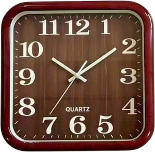 Wall Clock Plastic Brown 30x30cm