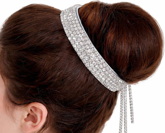 Hair Accessories Clip Crystal Ponytail Bun Silver Madison