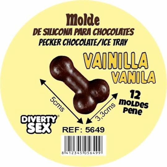 Diablo Picante Schokoladenform 12 Silikonpenisse Hängende Vanille