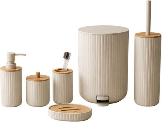 Iliadis Bathroom Accessory Set Plastic Beige 6 Pieces Iliadis Bathroom Accessory Set Plastic Beige 6 Pieces