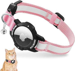 Guler Pentru Pisici Reflectorizant Iluminat Suport Airtag Roz 18-26 Cm