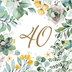 Party-Servietten 40. Geburtstag Fortieth Boho Blätter Frühling 33x33cm 20 Stück Party-Servietten 40. Geburtstag Fortieth Boho Blätter Frühling 33x33cm 20 Stück