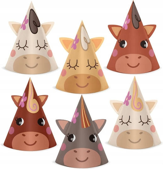 Colorful Paper Caps Horses Ponies Horse Birthday Party 6pcs