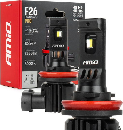 Amio Lămpi LED F26 Pro Series H8 H9 H11 H16 12/24V 68W 2900-3550lm 6.000K Full Can-bus Plug&play 2 Buc 04873/am 04873/am 04873/am