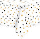 White Foil Tablecloth Stars Birthday 137x274cm
