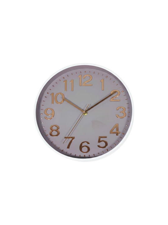 Tr283693 Ρολόι Τοίχου Πλαστικό Ροζ Ø25cm