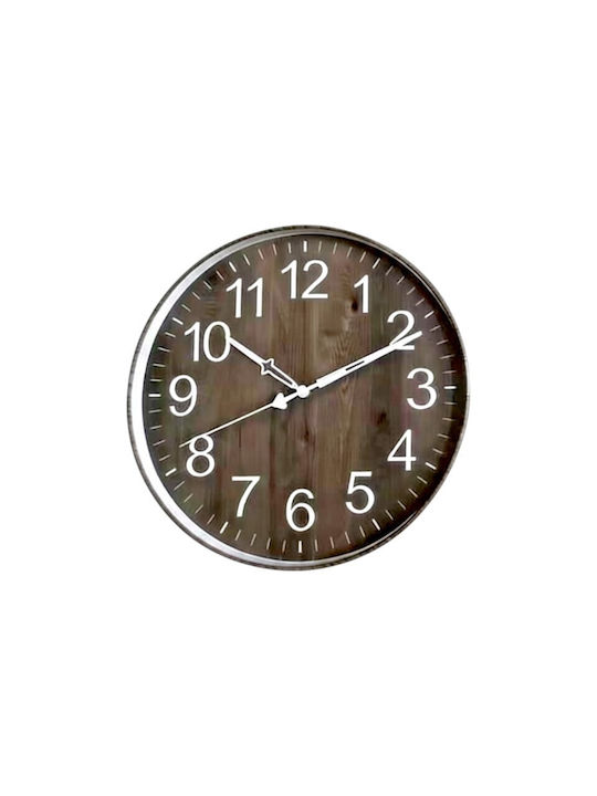 Ρολόι Τοίχου Πλαστικό Καφέ Ø35cm