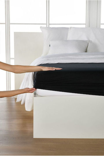 Living Home King Size Bed Sheet with Rubber Hugger 200x200cm Black