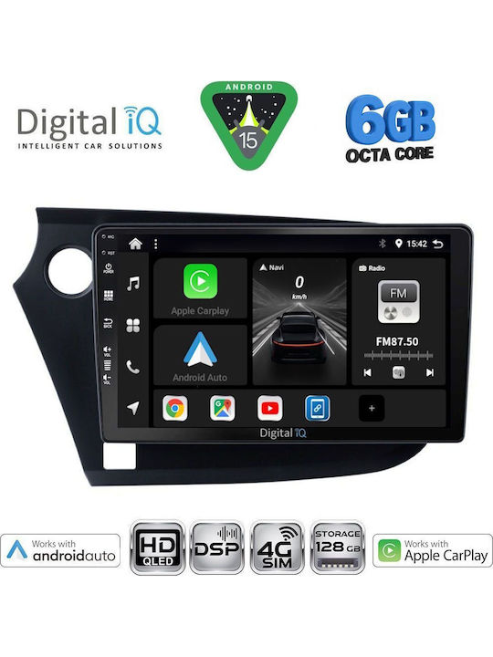 Digital IQ Auto-Audiosystem für Honda Insight 2009-2014 Bluetooth USB Eingebautes Wi-Fi GPS Apple CarPlay Android Auto mit 9 Zoll Touchscreen