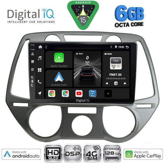 Digital IQ Car Audio System for Hyundai i20 2008-2012 with A/C Bluetooth USB WiFi GPS Apple CarPlay Android Auto with 9" Touch Screen