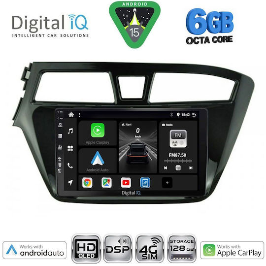 Digital IQ Ηχοσύστημα Αυτοκινήτου για Hyundai i20 2014-2018 (Bluetooth/USB/WiFi/GPS/Apple-Carplay/Android-Auto) με Οθόνη Αφής 9"