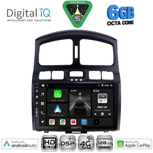Digital IQ Car Audio System for Hyundai Santa Fe 2003-2006 Bluetooth USB WiFi GPS Apple CarPlay Android Auto with 9" Touch Screen