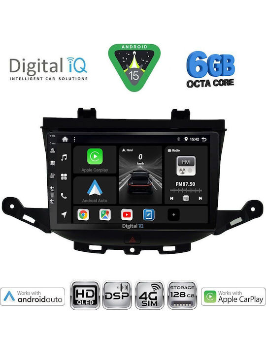 Digital IQ Car Audio System for Opel Astra 2015-2023 (Bluetooth/USB/WiFi/GPS/Apple CarPlay/Android Auto) with 9" Touch Screen