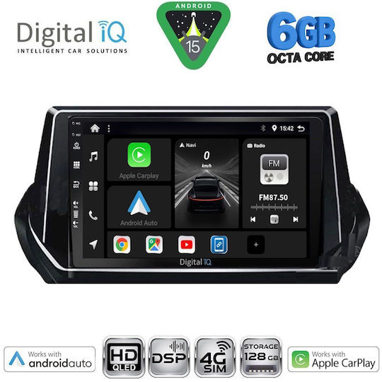 Digital IQ Ηχοσύστημα Αυτοκινήτου για Peugeot 208 2008 (Bluetooth/USB/WiFi/GPS/Apple-Carplay/Android-Auto) με Οθόνη Αφής 9"
