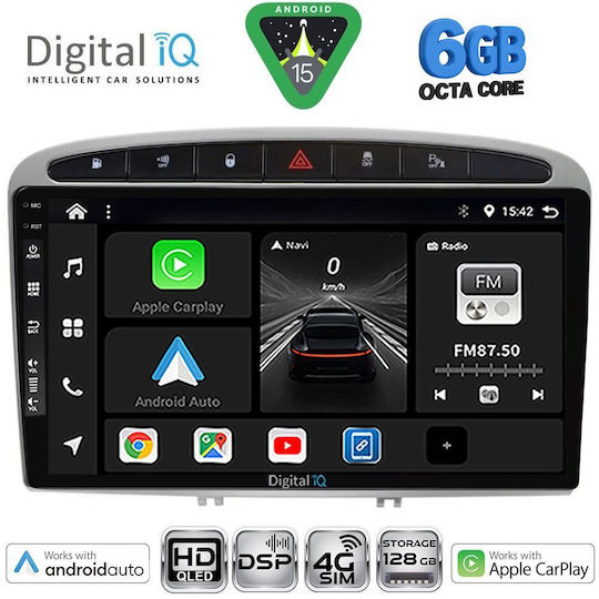 Digital IQ Ηχοσύστημα Αυτοκινήτου για Peugeot 308 / RCZ 2007-2012 (Bluetooth/USB/WiFi/GPS/Apple-Carplay/Android-Auto) με Οθόνη Αφής 9"