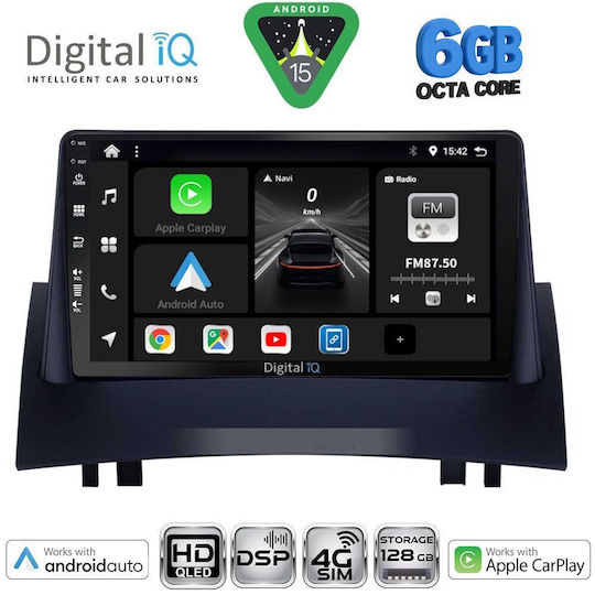 Digital IQ Car Audio System for Renault Megane 2002-2008 (Bluetooth/USB/WiFi/GPS/Apple CarPlay/Android Auto) with 9" Touch Screen