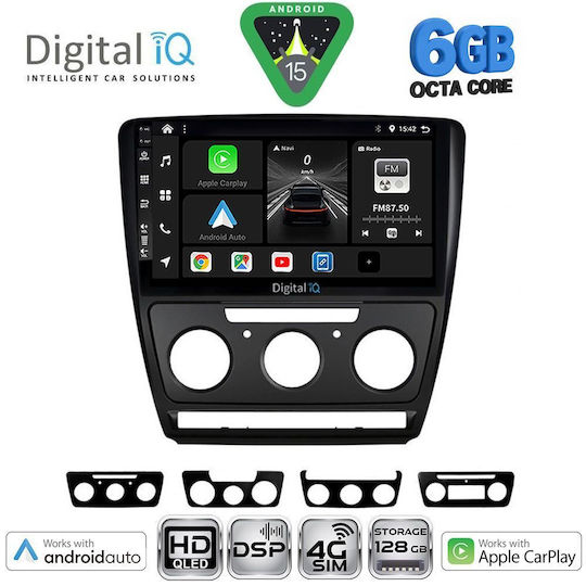 Digital IQ Car Audio System for Skoda Octavia 2005-2012 with Clima Bluetooth USB Wi-Fi GPS Apple CarPlay Android Auto with 10 Inch Touch Screen DIGITAL IQ BXF 17595BL CPAA