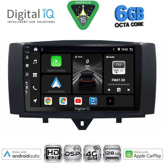 Digital IQ Ηχοσύστημα Αυτοκινήτου για Smart ForTwo 2010-2015 (Bluetooth/USB/WiFi/GPS/Apple-Carplay/Android-Auto) με Οθόνη Αφής 9"
