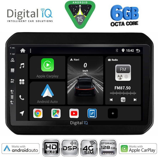 Digital IQ Car Audio System for Suzuki Ignis 2016 Bluetooth USB WiFi GPS Apple CarPlay Android Auto with 9" Touch Screen