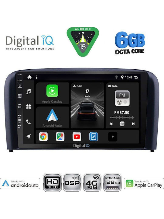 Digital IQ Car Audio System for Volvo S80 1998-2006 (Bluetooth/USB/WiFi/GPS/Apple CarPlay/Android Auto) with 9" Touch Screen