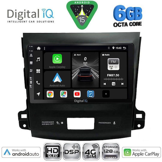 Digital IQ Car Audio System for Peugeot 4007 Mitsubishi Outlander Citroen C-Crosser 2006-2012 (Bluetooth/USB/WiFi/GPS/Apple CarPlay/Android Auto) with 9" Touch Screen