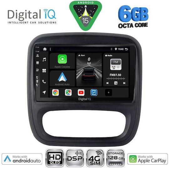 Digital IQ Car Audio System for Opel Vivaro Renault Trafic Nissan NV300 2014-2019 Bluetooth USB WiFi GPS Apple CarPlay Android Auto with 9" Touch Screen