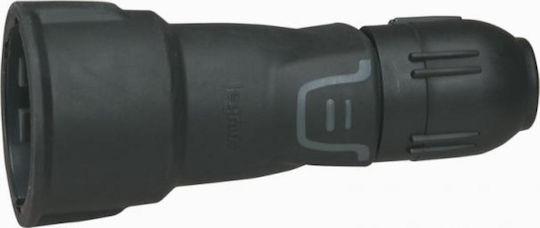 Socket 2p+e 16a Black Rubberized End