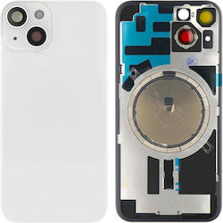 Apple Iphone 14 Back Glass Large Hole + Lens + Magsafe Starlight White Oem Logo