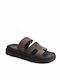 Leather Women's Flat Sandals Khaki