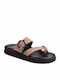 Leather Women's Flat Sandals Beige