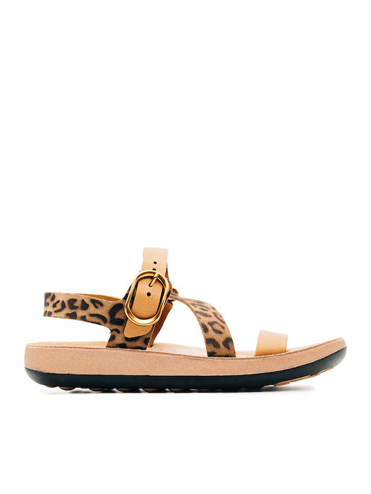 Fantasy Sandals Δερμάτινα Γυναικεία Σανδάλια Καφέ
