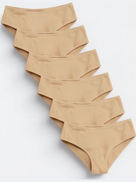 High Waist Women's Briefs MultiPack Beige