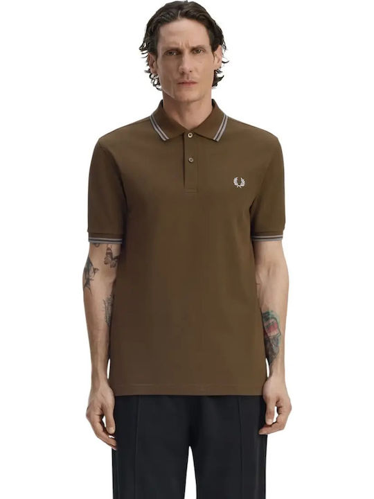 Fred Perry Twin Tipped Polo Μπλούζα Καφέ