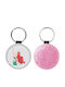 Leather Round Keychain Ariel Glitter Pink