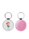 Leather Round Keychain Ariel Glitter Pink