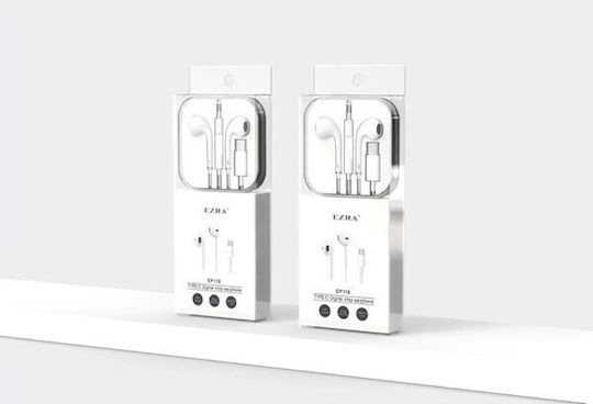 Ezra Ep119 In-ear Handsfree Ακουστικά με Βύσμα USB-C Λευκό