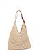 Fabric Knitted Women's Drawstring Bag Beige