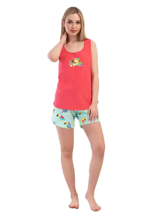 Vienetta Secret Summer Women's Cotton Pyjama Set Turquoise Vienetta Secret Summer Women's Cotton Pyjama Set Turquoise