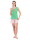 Vienetta Secret Vienetta Secret Damen Schlafanzug & Pyjamas Sommer Baumwoll-Set Grün