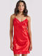 Milena by Paris Summer Satin Women's Nightgown Red 003452-Red